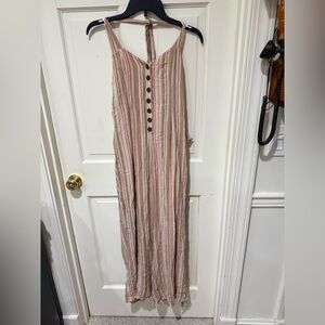 American Eagle Outfitters Beige and White Knit Jumpsuit